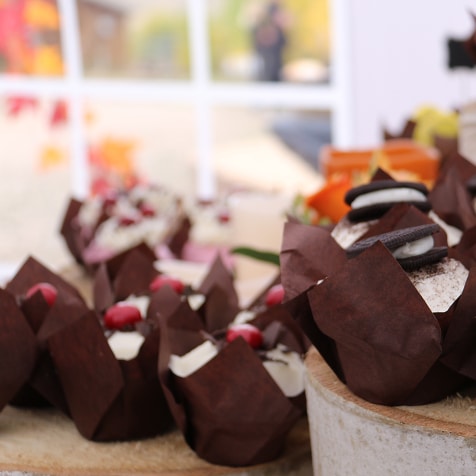 Cupcakes ready to eat at a ranch event.